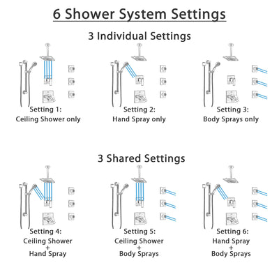 Delta Ara Dual Thermostatic Control Stainless Steel Finish Shower System, Diverter, Ceiling Showerhead, 3 Body Sprays, Grab Bar Hand Spray SS17T671SS2