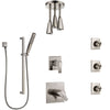 Delta Ara Dual Thermostatic Control Stainless Steel Finish Shower System, Diverter, Ceiling Showerhead, 3 Body Sprays, and Hand Shower SS17T671SS4