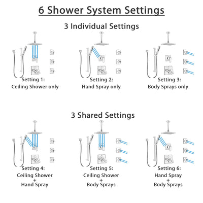 Delta Ara Dual Thermostatic Control Stainless Steel Finish Shower System, Diverter, Ceiling Showerhead, 3 Body Sprays, and Hand Shower SS17T671SS5