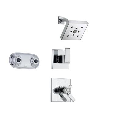 Delta Arzo Chrome Shower System with Thermostatic Shower Handle, 3-setting Diverter, Modern Square Showerhead, and Dual Body Spray Shower Plate SS17T8684