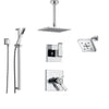 Delta Arzo Chrome Shower System with Thermostatic Shower Handle, 6-setting Diverter, Modern Square Shower Head, Handheld Shower, and Wall Mount Showerhead SS17T8691
