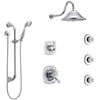 Delta Addison Chrome Shower System with Dual Thermostatic Control Handle, 6-Setting Diverter, Showerhead, 3 Body Sprays, and Hand Shower SS17T9221