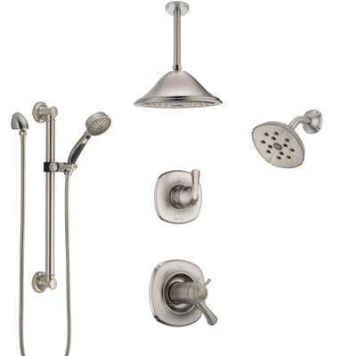 Delta Addison Dual Thermostatic Control Stainless Steel Finish Shower System with Showerhead, Ceiling Showerhead, Grab Bar Hand Spray SS17T922SS3