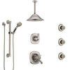 Delta Addison Dual Thermostatic Control Stainless Steel Finish Shower System with Ceiling Showerhead, 3 Body Jets, Grab Bar Hand Spray SS17T922SS4