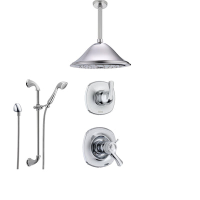 Delta Addison Chrome Shower System with Thermostatic Shower Handle, 3-setting Diverter, Large Ceiling Mount Rain Showerhead, and Handheld Shower SS17T9281