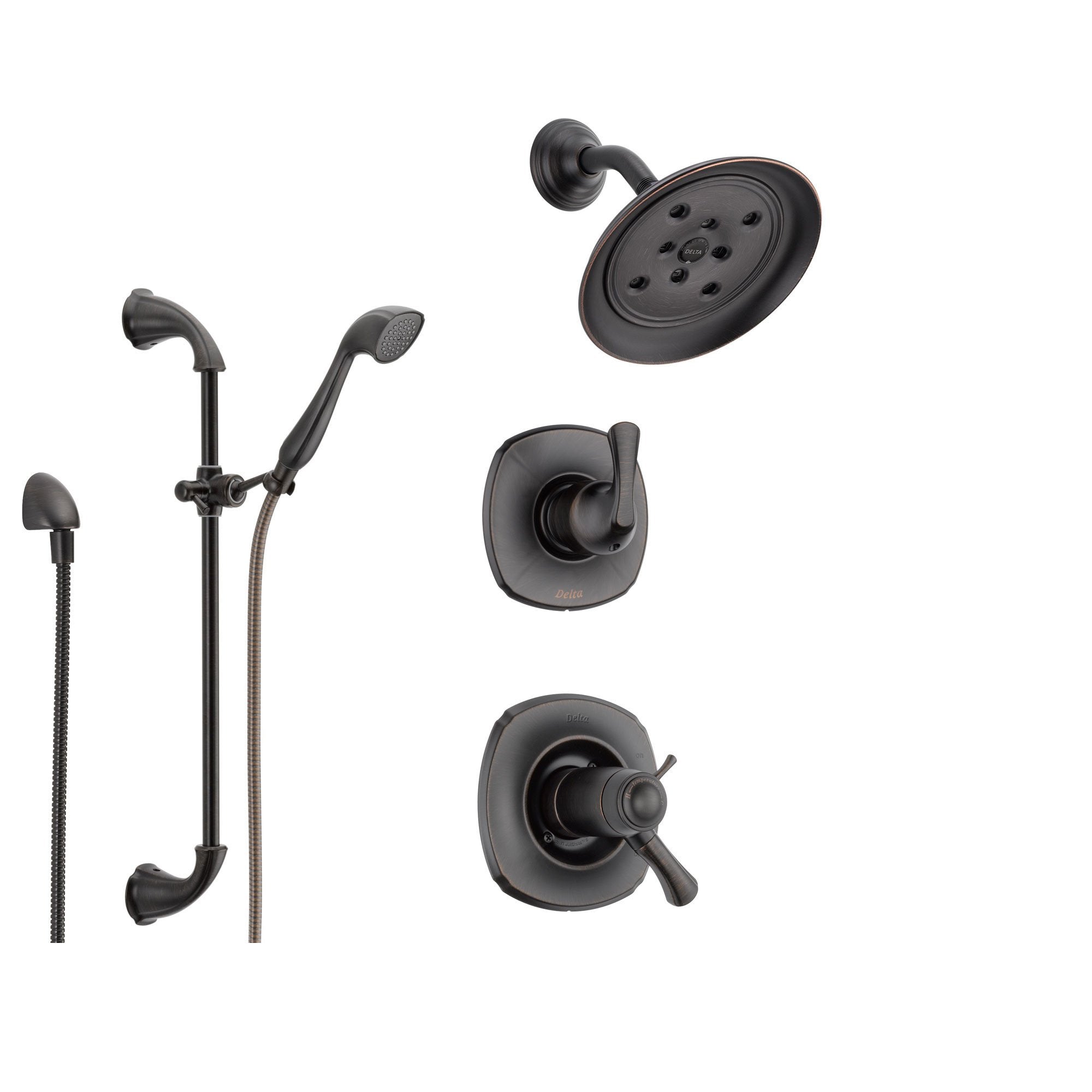 Delta Addison Venetian Bronze Shower System with Thermostatic Shower Handle, 3-setting Diverter, Showerhead, and Handheld Shower SS17T9283RB