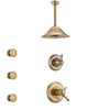 Delta Cassidy Champagne Bronze Shower System with Dual Thermostatic Control Handle, Diverter, Ceiling Mount Showerhead, and 3 Body Sprays SS17T971CZ4