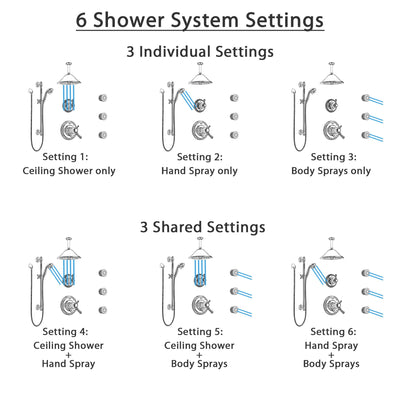 Delta Cassidy Polished Nickel Shower System with Dual Thermostatic Control, Diverter, Ceiling Showerhead, 3 Body Sprays, and Hand Shower SS17T971PN1