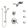 Delta Cassidy Polished Nickel Shower System with Dual Thermostatic Control, Diverter, Dual Showerhead, 3 Body Sprays, and Hand Shower SS17T971PN3
