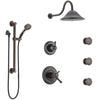 Delta Cassidy Venetian Bronze Shower System with Dual Thermostatic Control, Diverter, Showerhead, 3 Body Sprays, and Grab Bar Hand Shower SS17T971RB1