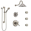 Delta Cassidy Dual Thermostatic Control Stainless Steel Finish Shower System, Diverter, Showerhead, 3 Body Sprays, and Grab Bar Hand Spray SS17T971SS1