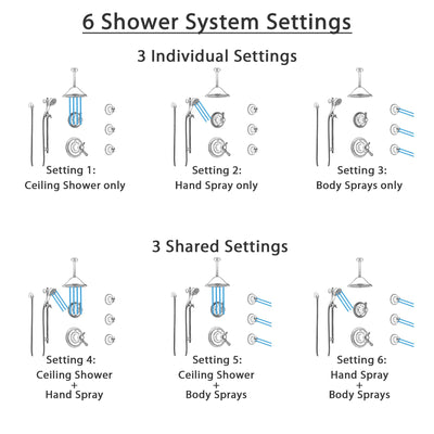 Delta Cassidy Dual Thermostatic Control Stainless Steel Finish Shower System, Diverter, Ceiling Showerhead, 3 Body Sprays, and Hand Shower SS17T971SS4