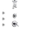 Delta Cassidy Chrome Finish Shower System with Dual Thermostatic Control Handle, Diverter, Ceiling Mount Showerhead, and 3 Body Sprays SS17T9726