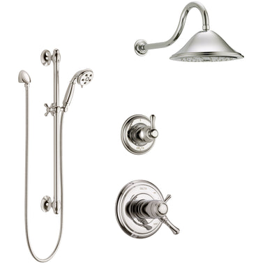 Delta Cassidy Polished Nickel Shower System with Dual Thermostatic Control Handle, Diverter, Showerhead, and Hand Shower with Slidebar SS17T972PN2