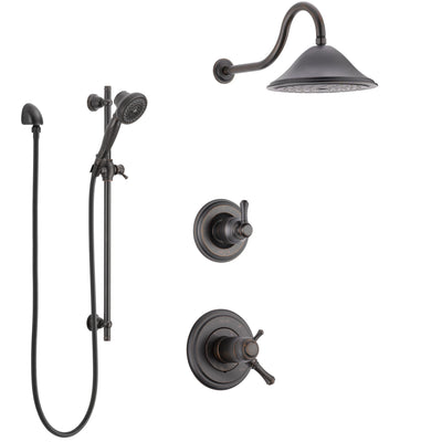 Delta Cassidy Venetian Bronze Shower System with Dual Thermostatic Control Handle, Diverter, Showerhead, and Hand Shower with Slidebar SS17T972RB7