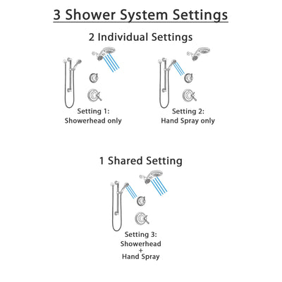 Delta Cassidy Dual Thermostatic Control Stainless Steel Finish Shower System, Diverter, Dual Showerhead, and Hand Shower with Grab Bar SS17T972SS7
