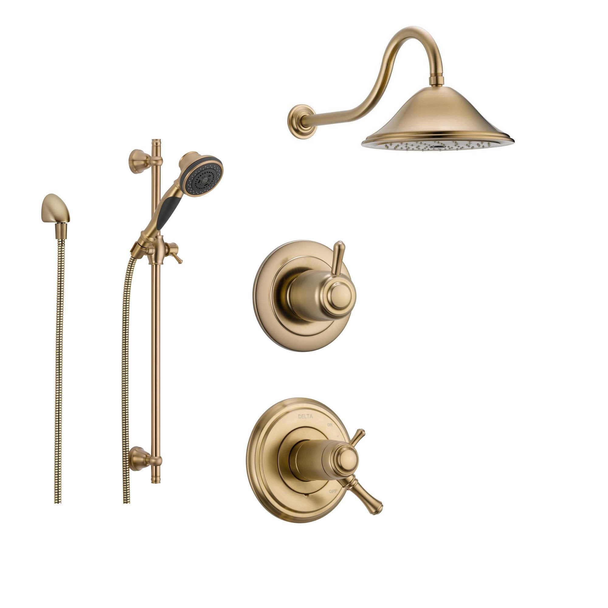 Delta Cassidy Champagne Bronze Shower System with Thermostatic