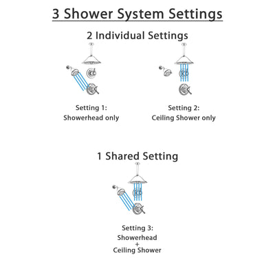 Delta Cassidy Chrome Shower System with Thermostatic Shower Handle, 3-setting Diverter, Large Ceiling Mount Rain Showerhead, and Wall Mount Showerhead SS17T9783