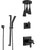 Delta Pivotal Matte Black Thermostatic Shower System with Triple Pendant Ceiling Mount Showerhead Fixture and Hand Shower with Slidebar SS17T993BL11