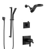 Delta Pivotal Matte Black Finish Thermostatic Shower System with Dual Showerhead HydroRain Fixture and Hand Shower with Slidebar SS17T993BL13