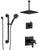 Delta Pivotal Matte Black Finish Thermostatic Square Shower System with Large Rain Ceiling Showerhead and Hand Spray with Safety Grab Bar SS17T993BL1