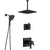 Delta Pivotal Matte Black Finish Thermostatic Shower System with Large Square Rain Ceiling Showerhead and In2ition Detachable Hand Sprayer SS17T993BL9