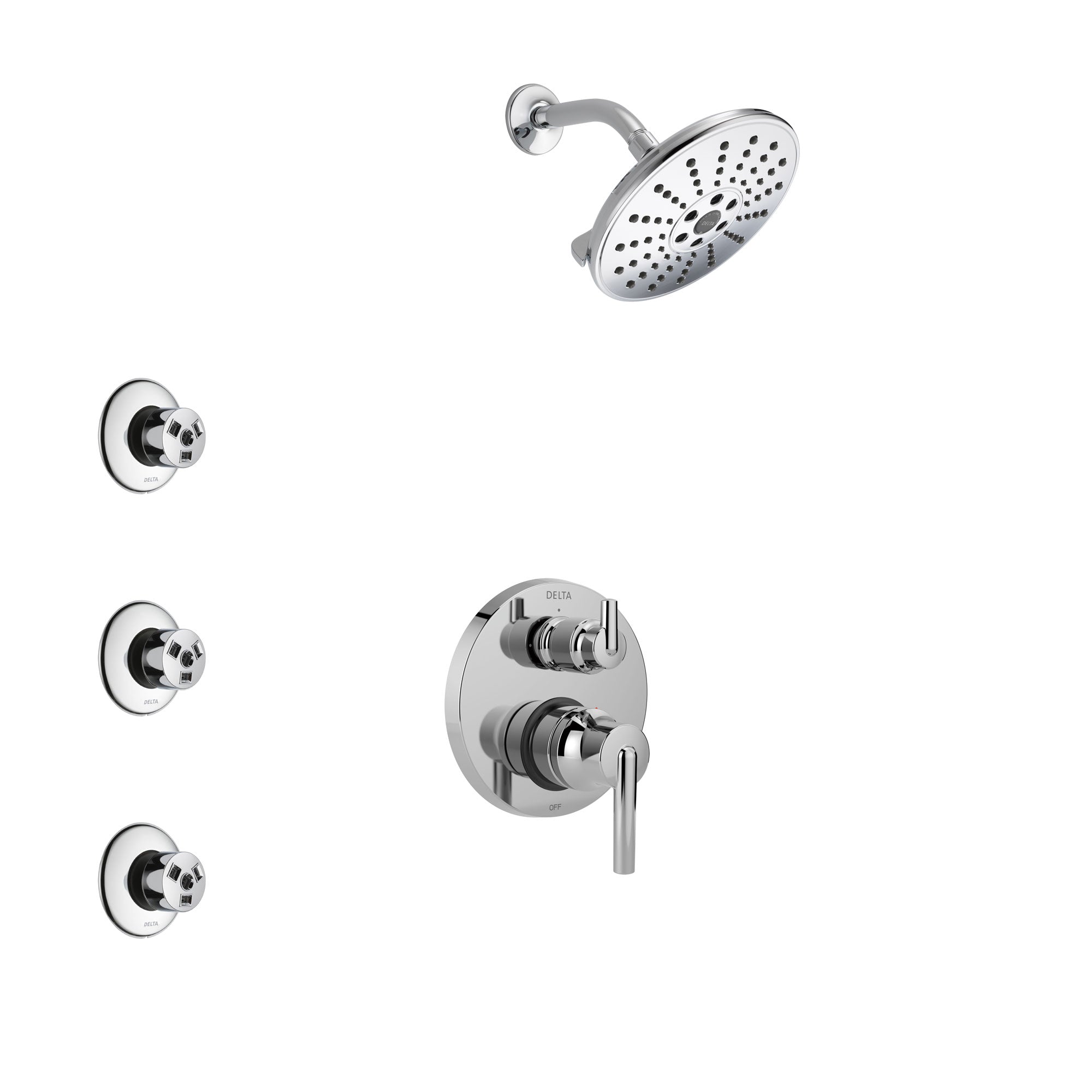 Delta Trinsic Chrome Finish Shower System with Control Handle, Integrated 3-Setting Diverter, Showerhead, and 3 Body Sprays SS248595