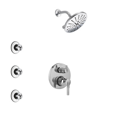Delta Trinsic Chrome Finish Shower System with Control Handle, Integrated 3-Setting Diverter, Showerhead, and 3 Body Sprays SS248595