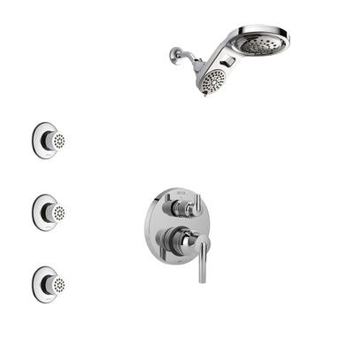 Delta Trinsic Chrome Finish Shower System with Control Handle, Integrated 3-Setting Diverter, Dual Showerhead, and 3 Body Sprays SS248599