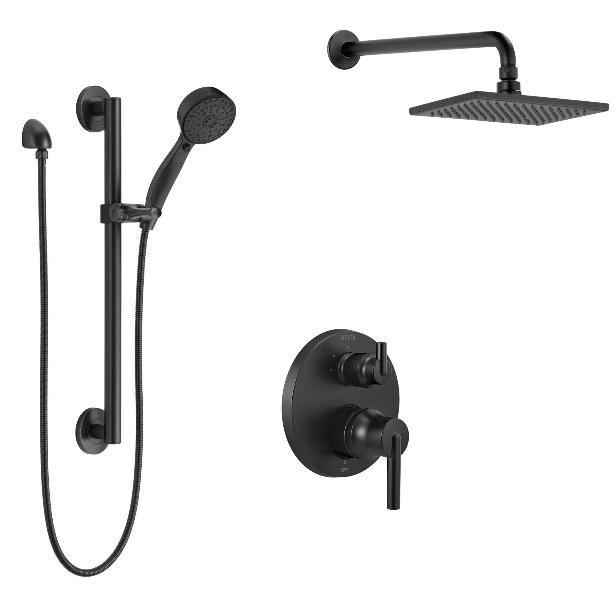 Delta Trinsic Matte Black Finish Shower System with Built-in Diverter, 