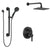 Delta Trinsic Matte Black Finish Shower System with Integrated Diverter, Modern Wall Mount Rain Showerhead, and Hand Shower with Grab Bar SS24859BL3