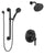 Delta Trinsic Matte Black Finish Integrated Diverter Shower System with Multi-Setting Wall Mount Showerhead and Hand Sprayer with Grab Bar SS24859BL5
