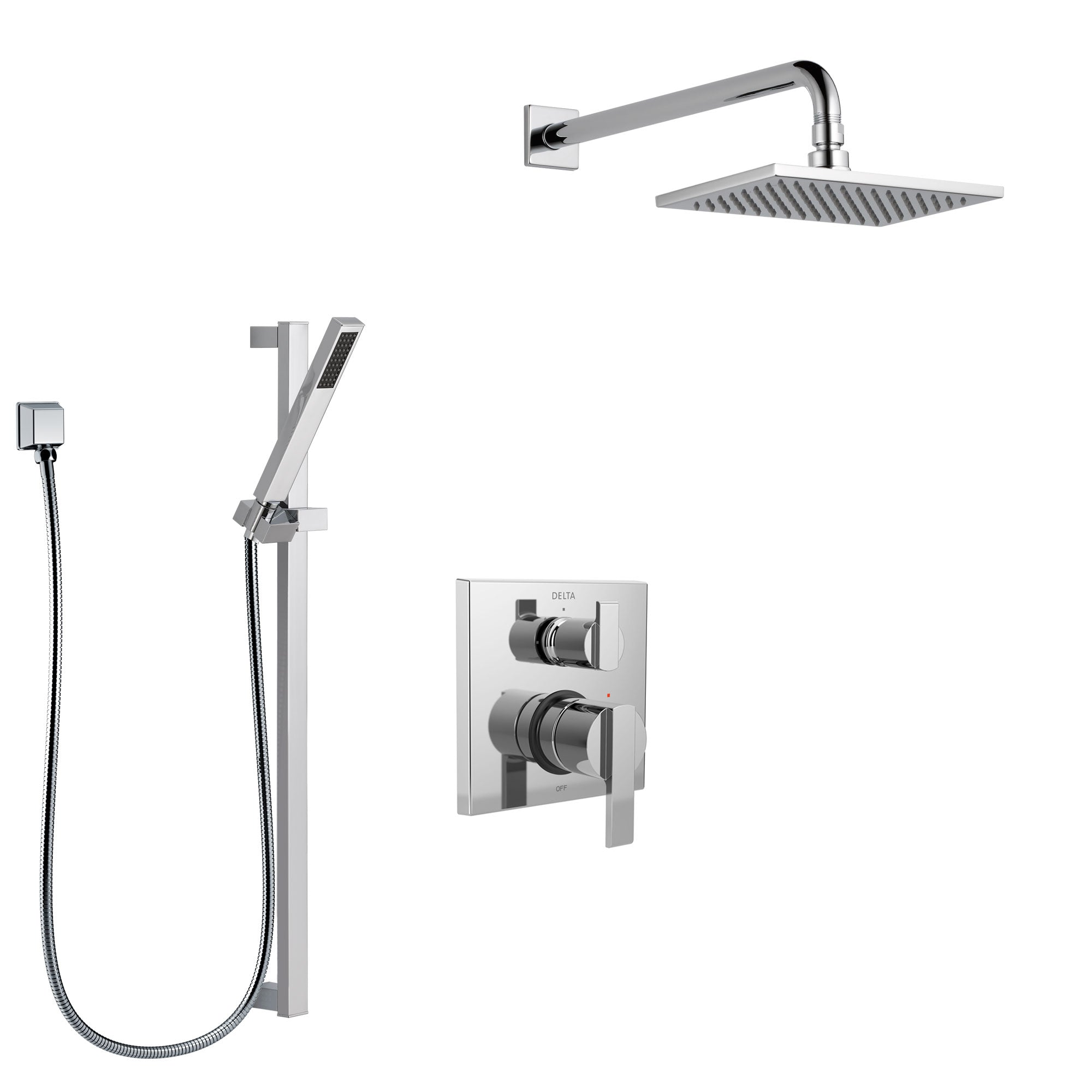 Delta Ara Chrome Finish Shower System with Control Handle, Integrated 3-Setting Diverter, Showerhead, and Hand Shower with Slidebar SS2486712