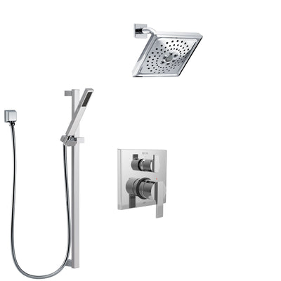 Delta Ara Chrome Finish Shower System with Control Handle, Integrated 3-Setting Diverter, Showerhead, and Hand Shower with Slidebar SS248672