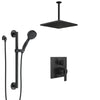 Delta Ara Matte Black Modern Shower System with Integrated Diverter with Grab Bar Hand Sprayer and Large Square Ceiling Mount Showerhead SS24867BL1