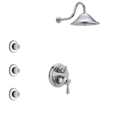 Delta Cassidy Chrome Finish Shower System with Control Handle, Integrated 3-Setting Diverter, Showerhead, and 3 Body Sprays SS248972