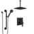 Delta Pivotal Matte Black Finish Integrated Diverter Shower System with Square Ceiling Mount Rain Showerhead and Hand Shower with Grab Bar SS24899BL1