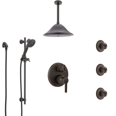 Delta Trinsic Venetian Bronze Shower System with Control Handle, Integrated Diverter, Ceiling Showerhead, 3 Body Sprays, and Hand Shower SS24959RB5