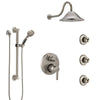 Delta Trinsic Stainless Steel Finish Integrated Diverter Shower System Control Handle, Showerhead, 3 Body Sprays, and Grab Bar Hand Shower SS24959SS11
