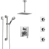 Delta Ara Chrome Shower System with Control Handle, Integrated Diverter, Ceiling Mount Showerhead, 3 Body Sprays, and Grab Bar Hand Shower SS249679