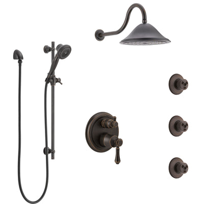 Delta Cassidy Venetian Bronze Shower System with Control Handle, Integrated 6-Setting Diverter, Showerhead, 3 Body Sprays, and Hand Shower SS24997RB1