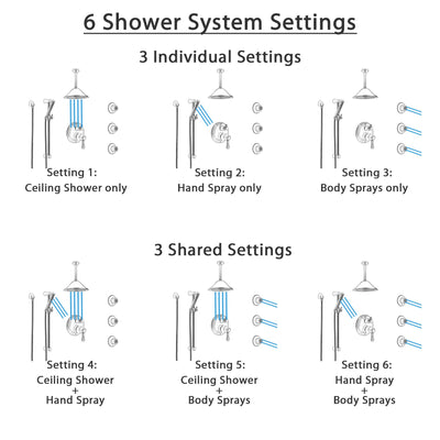 Delta Cassidy Stainless Steel Finish Integrated Diverter Shower System Control Handle, Ceiling Showerhead, 3 Body Sprays, and Hand Shower SS24997SS10