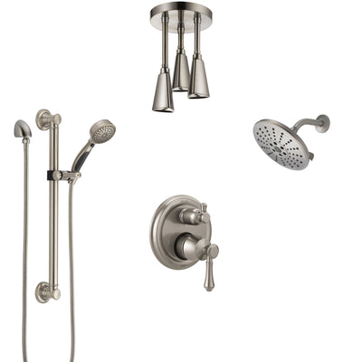 Delta Cassidy Stainless Steel Finish Integrated Diverter Shower System Control Handle, Showerhead, Ceiling Showerhead, Grab Bar Hand Spray SS24997SS7