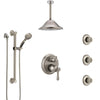 Delta Cassidy Stainless Steel Finish Integrated Diverter Shower System Control Handle, Ceiling Showerhead, 3 Body Jets, Grab Bar Hand Spray SS24997SS9