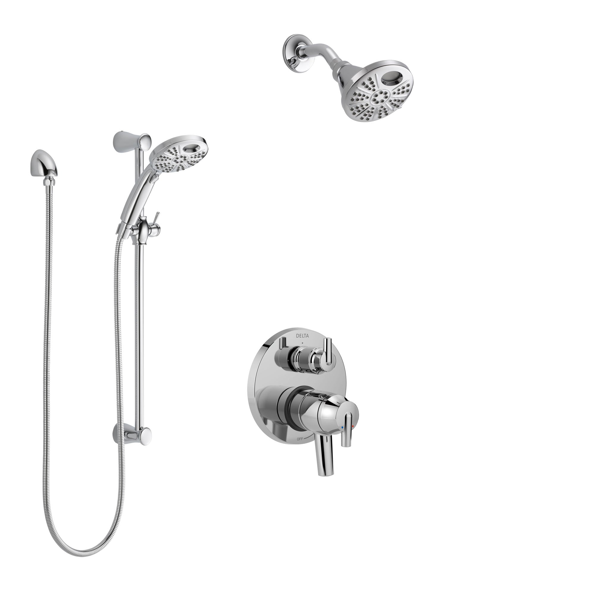 Delta Trinsic Chrome Finish Shower System with Dual Control, Integrated 3-Setting Diverter, Temp2O Showerhead, and Hand Shower with Slidebar SS2785911