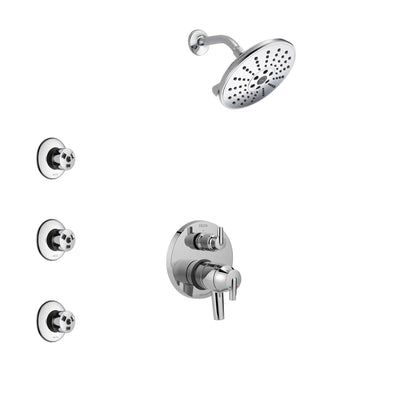 Delta Trinsic Chrome Finish Shower System with Dual Control Handle, Integrated 3-Setting Diverter, Showerhead, and 3 Body Sprays SS278598