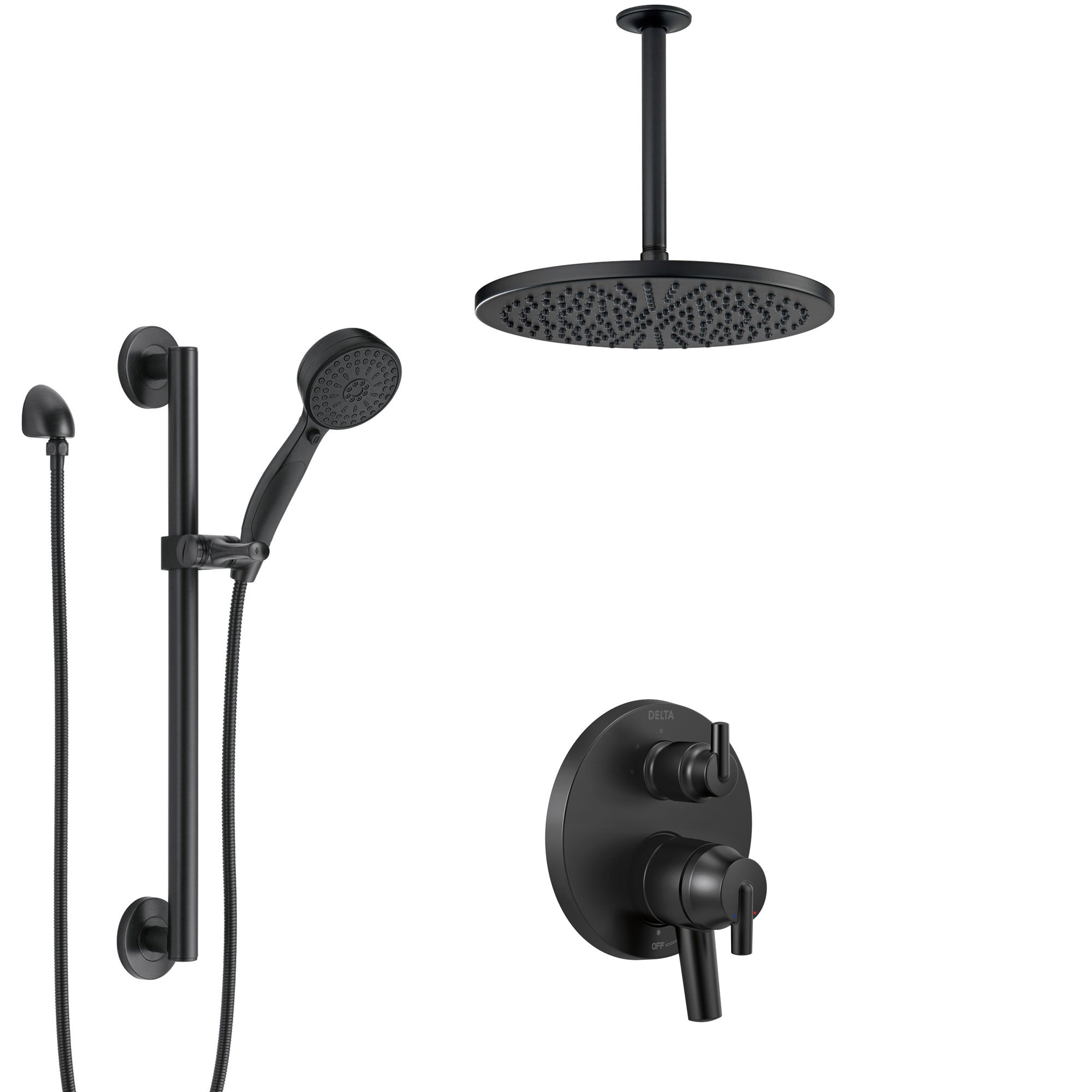 Delta Trinsic Matte Black Finish Shower System with Built-in Diverter, 