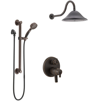 Delta Trinsic Venetian Bronze Shower System with Dual Control Handle, Integrated Diverter, Showerhead, and Hand Shower with Grab Bar SS27859RB10