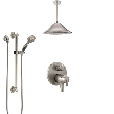 Delta Trinsic Dual Control Handle Stainless Steel Finish Integrated Diverter Shower System, Ceiling Showerhead, and Grab Bar Hand Shower SS27859SS7