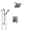 Delta Ara Stainless Steel Finish Shower System with Dual Control Handle, Integrated Diverter, Showerhead, and Hand Shower with Grab Bar SS27867SS4
